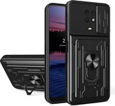 Voor Nokia G10 Glijden Camshield Card Phone Case (Black)