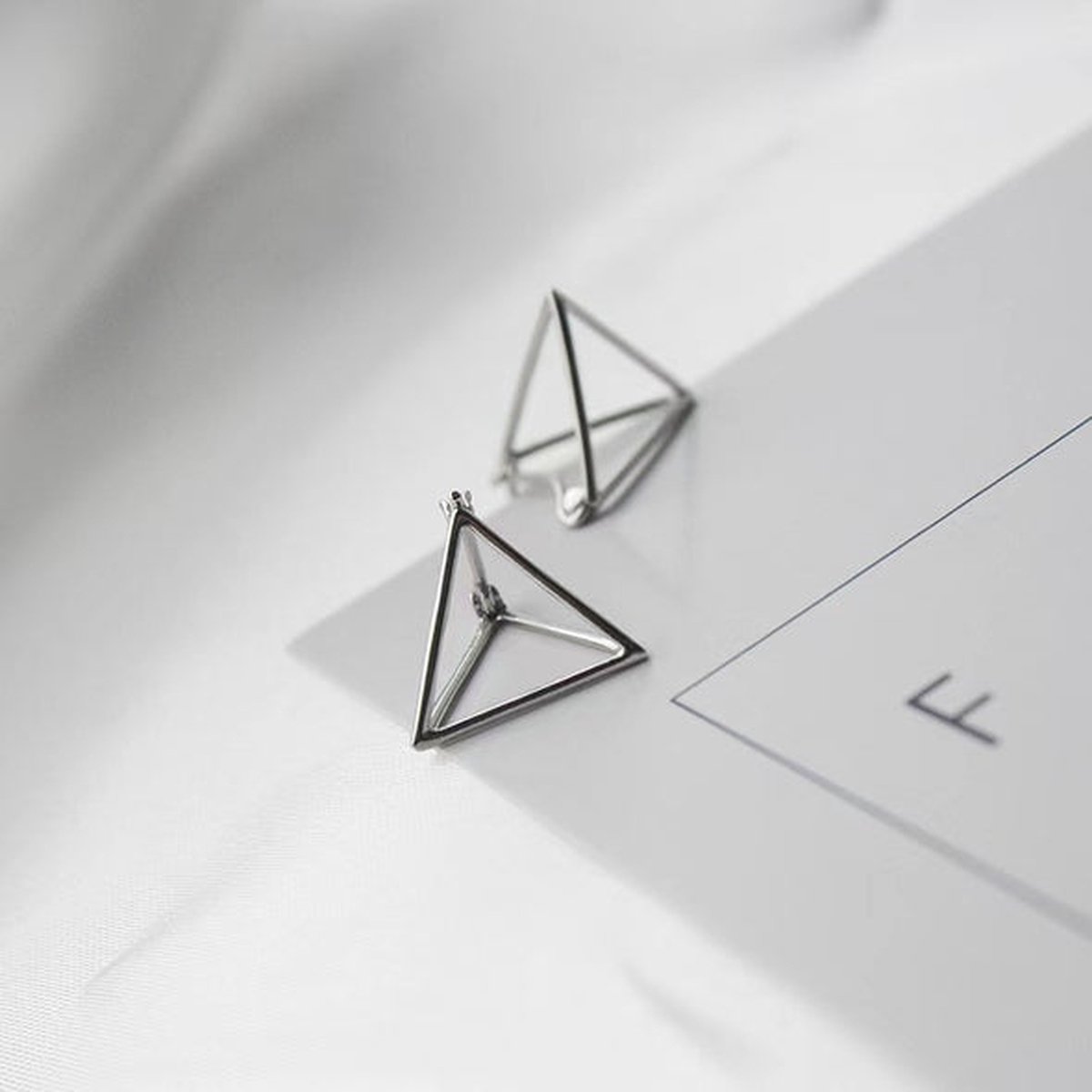 Gading® klapoorringen dames zilver Piramide oorbellen driehoek viervlak- 15mm-zilver 925