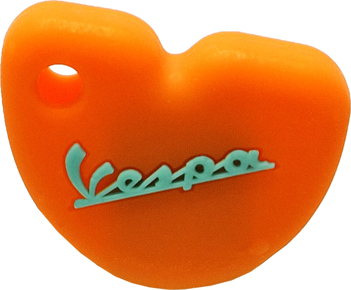 Vespa Siliconen Sleutelhoesje - Oranje met Cyan letters - Oranje met Cyan