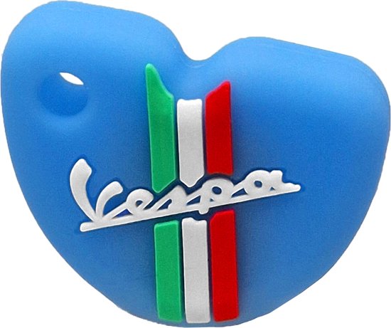 Vespa Siliconen Sleutelhoesje - Licht Blauw met Witte letters - Licht Blauw met Wit - Italiaanse Vlag
