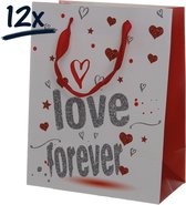 12x Stevige draagtassen LOVE Valentijn liefde (23x18x10)cm zak cadeautasje gift bag verpakking