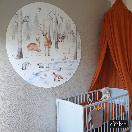 Studio Dinkie | Mur cercle forêt animaux forêt | Chambre de bébé | Chambre des enfants | Décoration