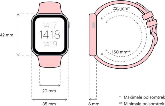 Belesy® HUNDRED - Smartwatch Dames - Smartwatch Heren - Horloge - 1.3 inch - Kleurenscherm - Full Touch - Stappenteller - Multi Sport - 100+ Watchfaces - Siliconen - Roze