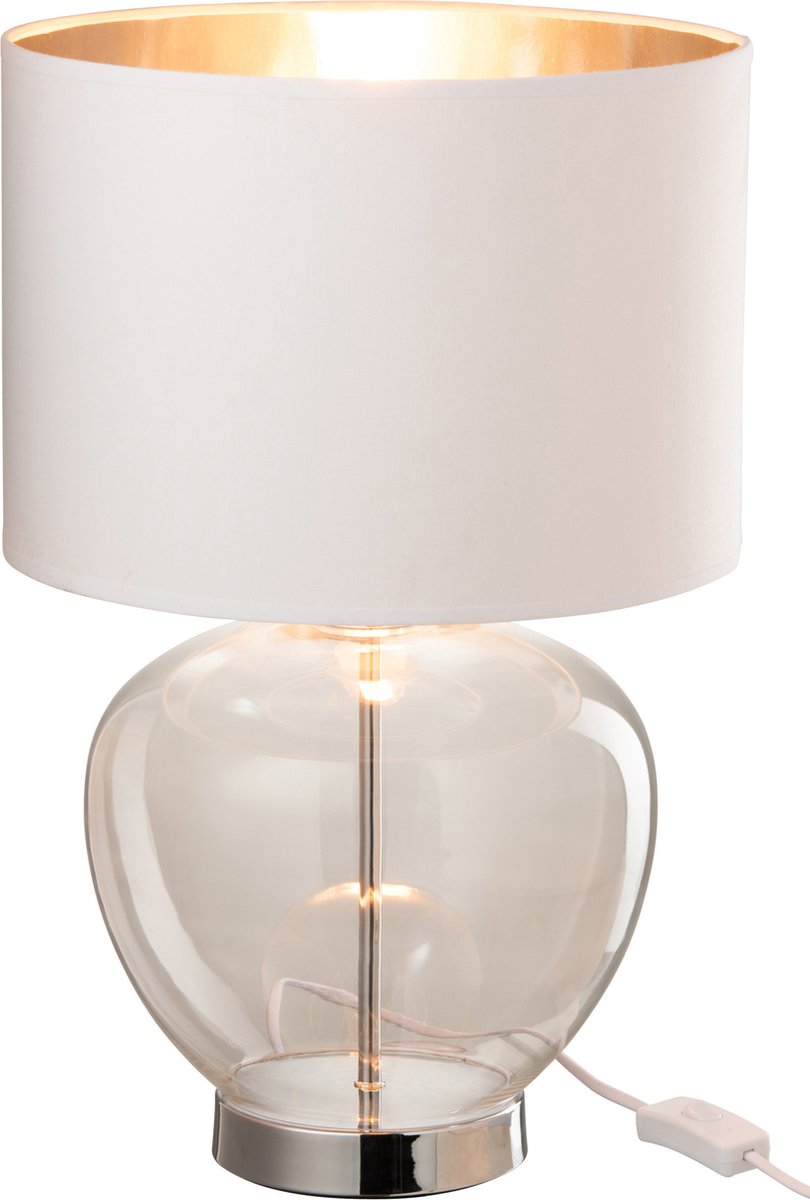 Chalice - Tafellamp - glas - zilver - textiel - wit - 1 lichtpunt