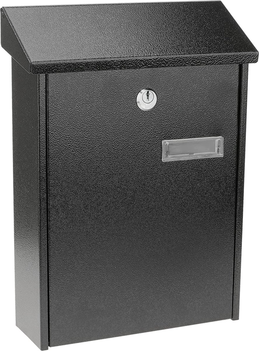 Metalen brievenbus voor brieven en post in zwarte kleur 235 x 75 x 315 mm