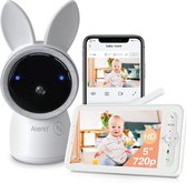 Arenti AINanny - Wifi Baby Monitor - Babyfoon Met Camera - Babyfoon met 5 inch scherm - Ultra HD 2K Resolutie - Slaapliedjes - Alexa & Google - inclusief 32 GB Sd kaart