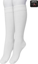 Bonnie Doon Chaussettes hautes Kinder Wit taille 27/30 - 2 paires - Chaussettes pour enfants - Lot de 2 - Multipack - Excellent confort de port - Hauteur du genou en Cotton - Ne tombe pas - Uni - Bas Enfants - Wit - White - OL8335022.47