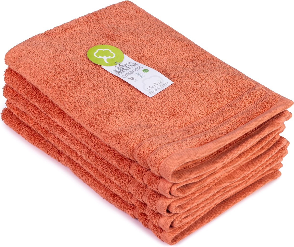 ARTG® Organic - Biologische Katoen - Gastenhanddoek - 60 x 40 cm - Koraal - Rose - Set 5 stuks