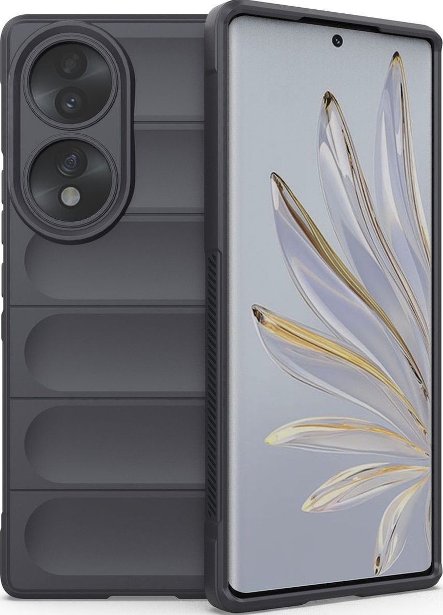 Mobigear Hoesje geschikt voor HONOR 70 Telefoonhoesje Flexibel TPU | Mobigear Bumpy Backcover | 70 Case | Back Cover - Dark Grey | Grijs