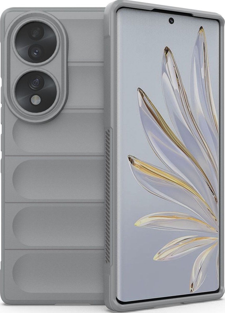 Mobigear Hoesje geschikt voor HONOR 70 Telefoonhoesje Flexibel TPU | Mobigear Bumpy Backcover | 70 Case | Back Cover - Grijs