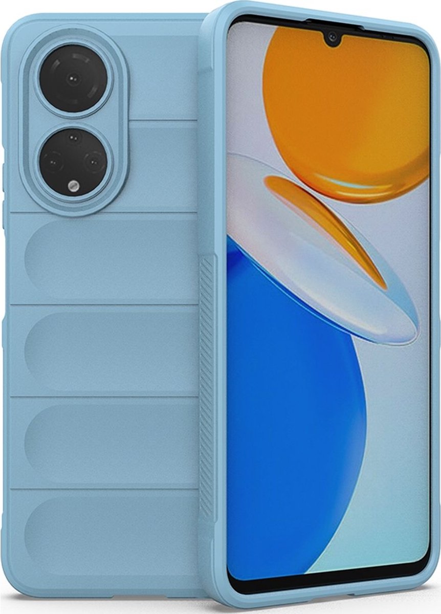 Mobigear Hoesje geschikt voor HONOR X7 Telefoonhoesje Flexibel TPU | Mobigear Bumpy Backcover | X7 Case | Back Cover - Blauw