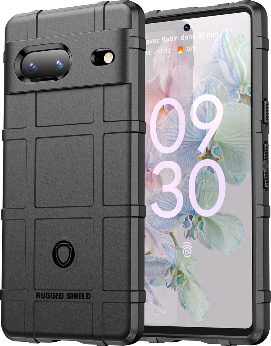 Mobigear Hoesje geschikt voor Google Pixel 7 Telefoonhoesje Flexibel TPU | Mobigear Rugged Shield Backcover Shockproof | Schokbestendig Pixel 7 Telefoonhoesje | Anti Shock Proof - Zwart