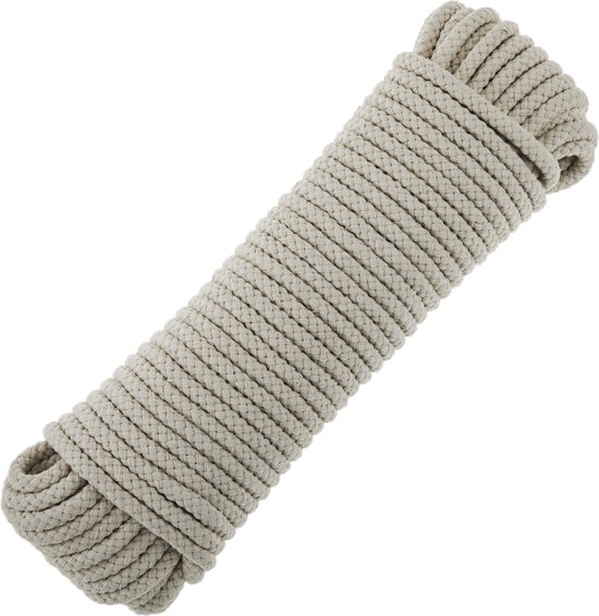 PrimeMatik Geflochtenes Polyesterseil 20m X 6mm Weiß – Bruchfest & Wetterbeständig