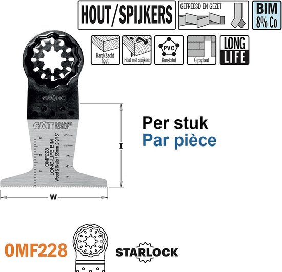 CMT - Lame de scie multi-outils pour bois avec clous, 65mm - Lame de scie - Scies - Bois - 1 Pièce(s)