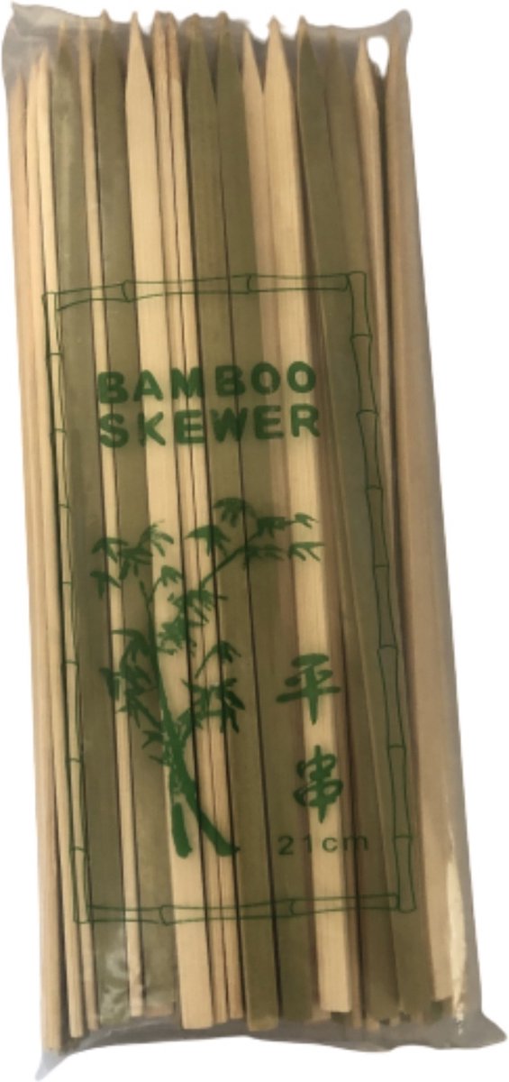 Bamboe satéprikker plat 21cm - 100 stuks