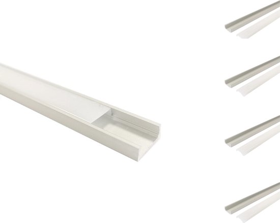 6 x 1 meter (in totaal 6 m) aluminium U-profielen voor ledstrips, led-kanaal met matte afdekking, max. ruimte voor ledstrips 12 mm – formaat ledprofiel 17,4 x 7 mm (SA01, 6 x