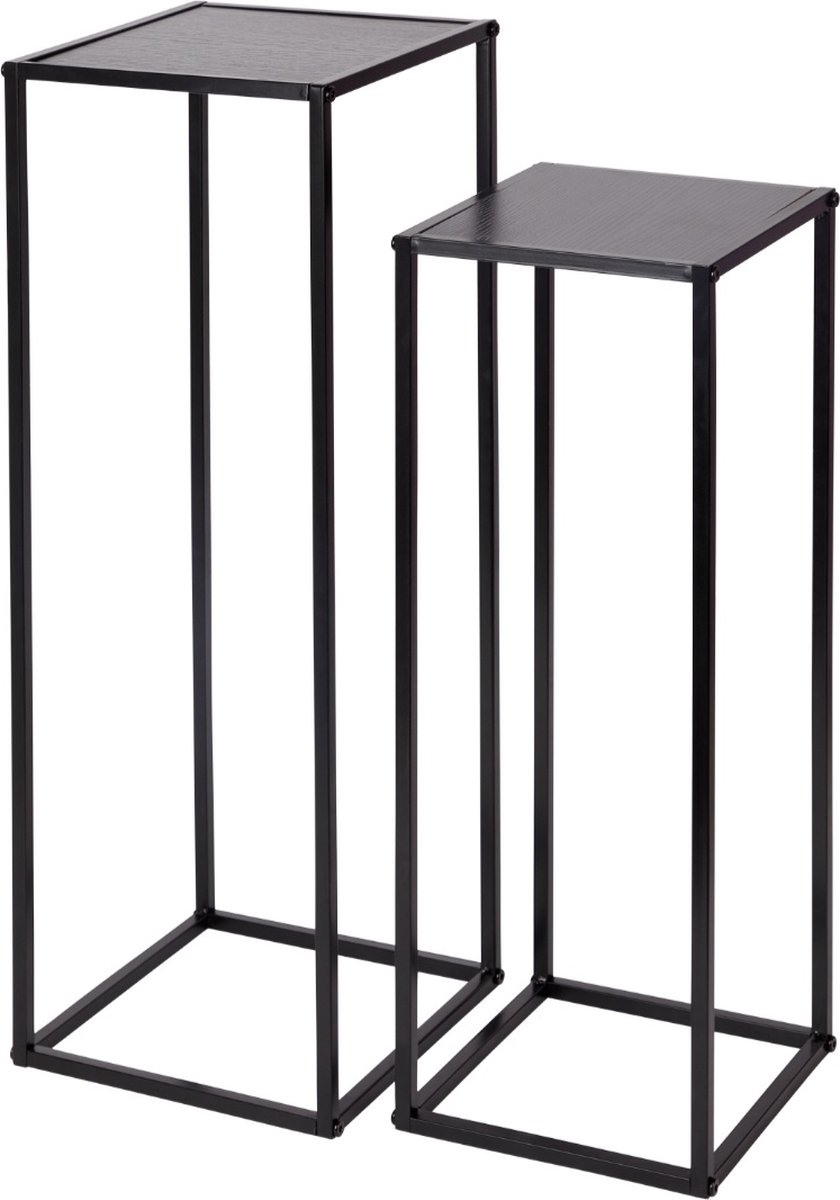Zuilen Bijzettafel 2 Delig Metal zwart 22x22x60cm 25x25x70cm Bol zuilen-bijzettafel-2-delig-metal-zwart-22x22x60cm-25x25x70cm-bol