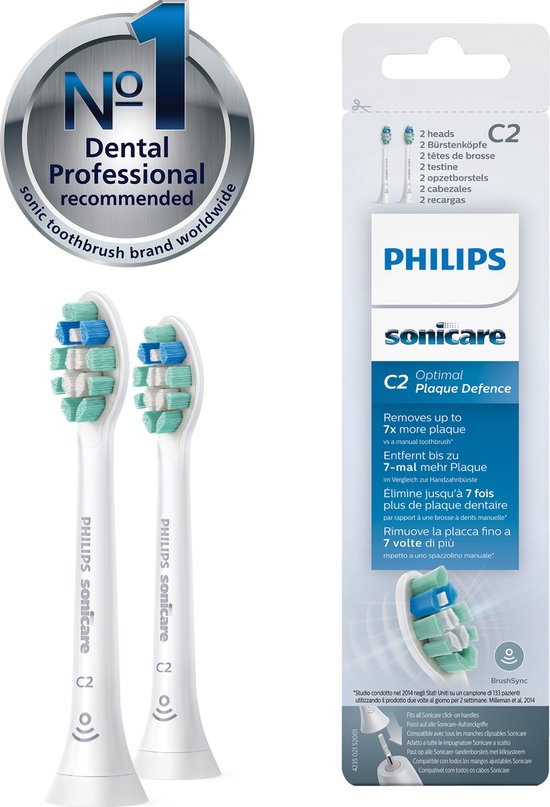 Philips Sonicare C2 Optimal Plaque Defence HX9022/10 - Opzetborstels - 2 stuks