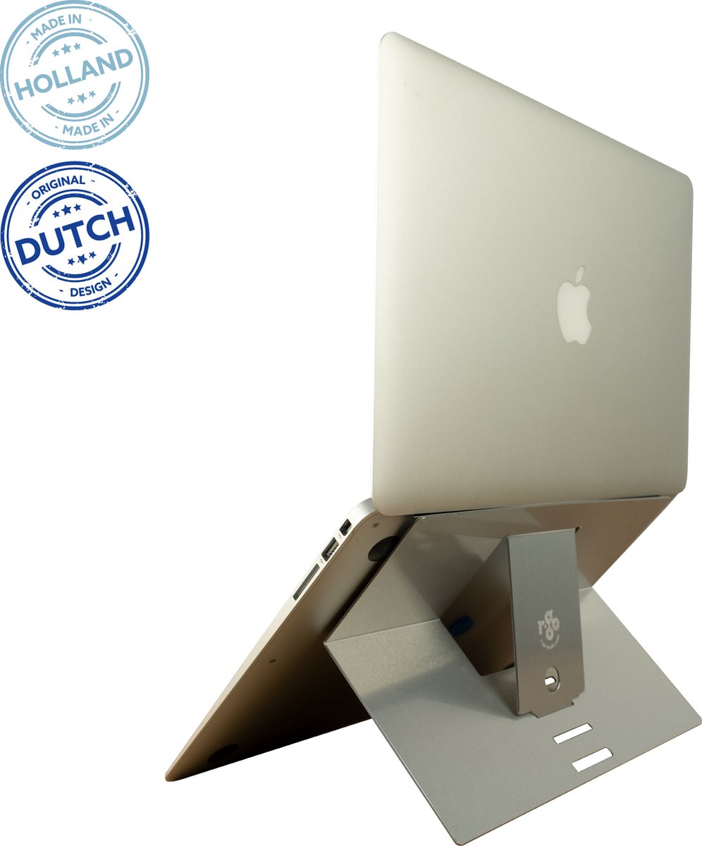 R-Go Riser Attachable - Laptopstandaard - Zelfklevend- Ergonomisch - Verstelbaar - Aluminium - Zilver