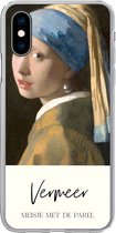 Geschikt voor iPhone X hoesje - Meisje met de parel - Vermeer - Siliconen Telefoonhoesje