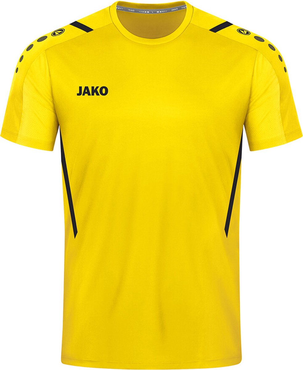 Jako Challenge Shirt Korte Mouw Kinderen - Citroen / Zwart | Maat: 128