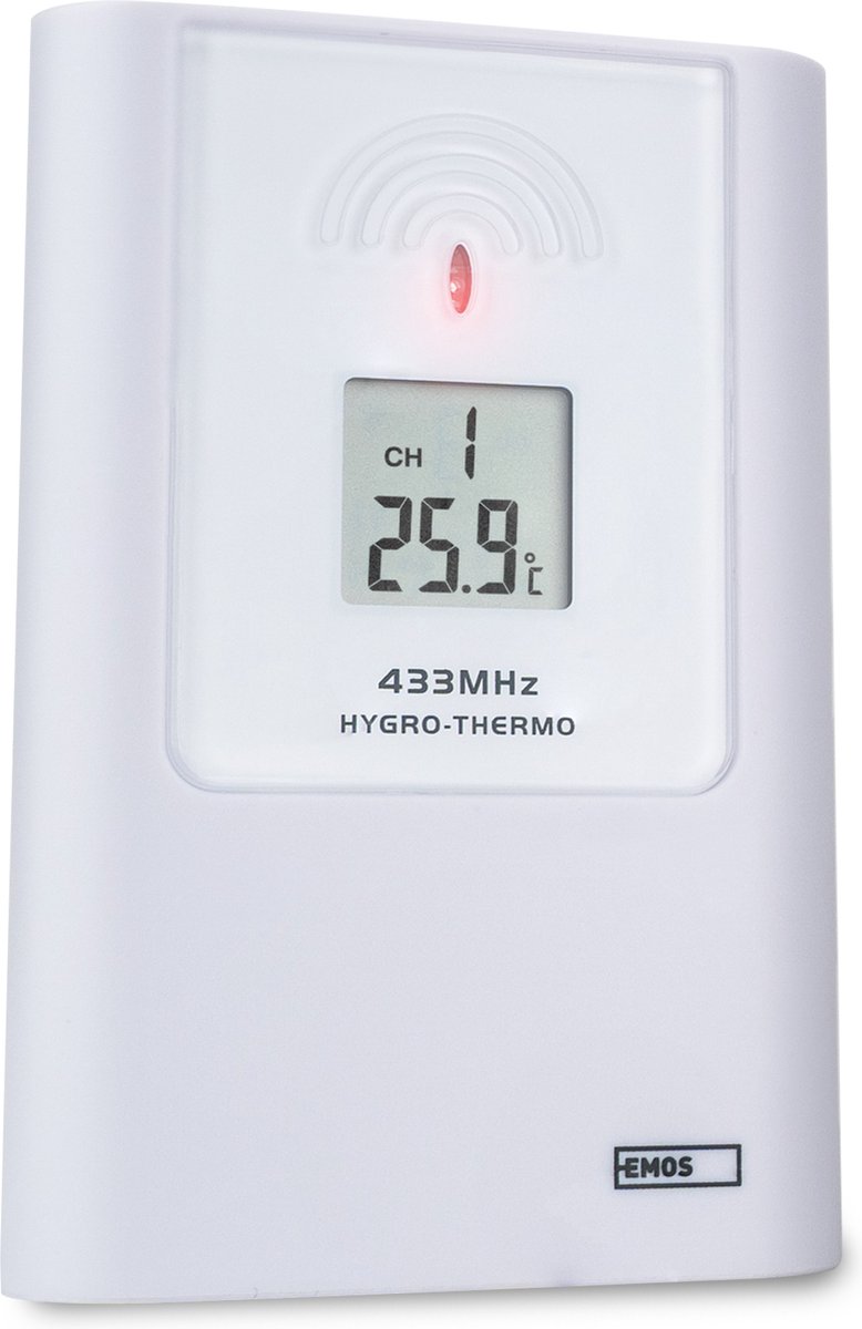Emos draadloze sensor voor weerstation ESW6001, controleer vochtigheid in huis, binnen- en buitentemperatuursensor