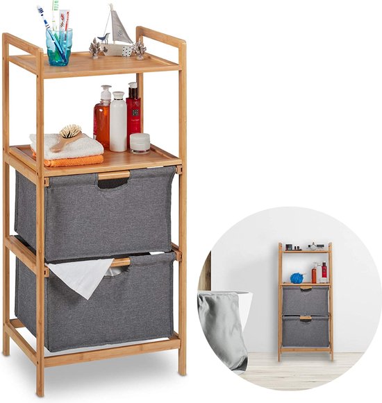 VASAGLE Meuble De Salle De Bain, Panier à Linge, Placard De Rangement, Avec 2 Tiroirs Et 2 Paniers à Linge, Sac Intérieur Amovible Avec Poignées, 40 X 78,9 X 80,2 Cm, Blanc Nuage