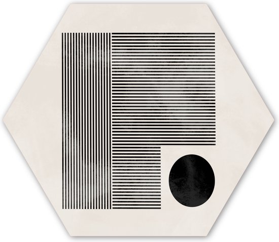 Hexagon wanddecoratie - Kunststof Wanddecoratie - Hexagon Schilderij - Vierkant - Minimalisme - Abstract - 75x65 cm