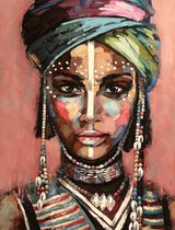 TOPMO- Traditionele Afrikaanse makeup - HQ Diamond Painting - volledig dekkend - Diamant Schilderen – voor Volwassenen – ROND - 40 x 50 CM