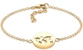 Elli Dames Armband globe plaat hanger reizen in 925 sterling zilver rose gold plated