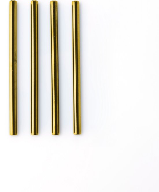 Point-Virgule - Pailles à Cocktail - Set de 4 - Acier Inoxydable - Goud - 14cm