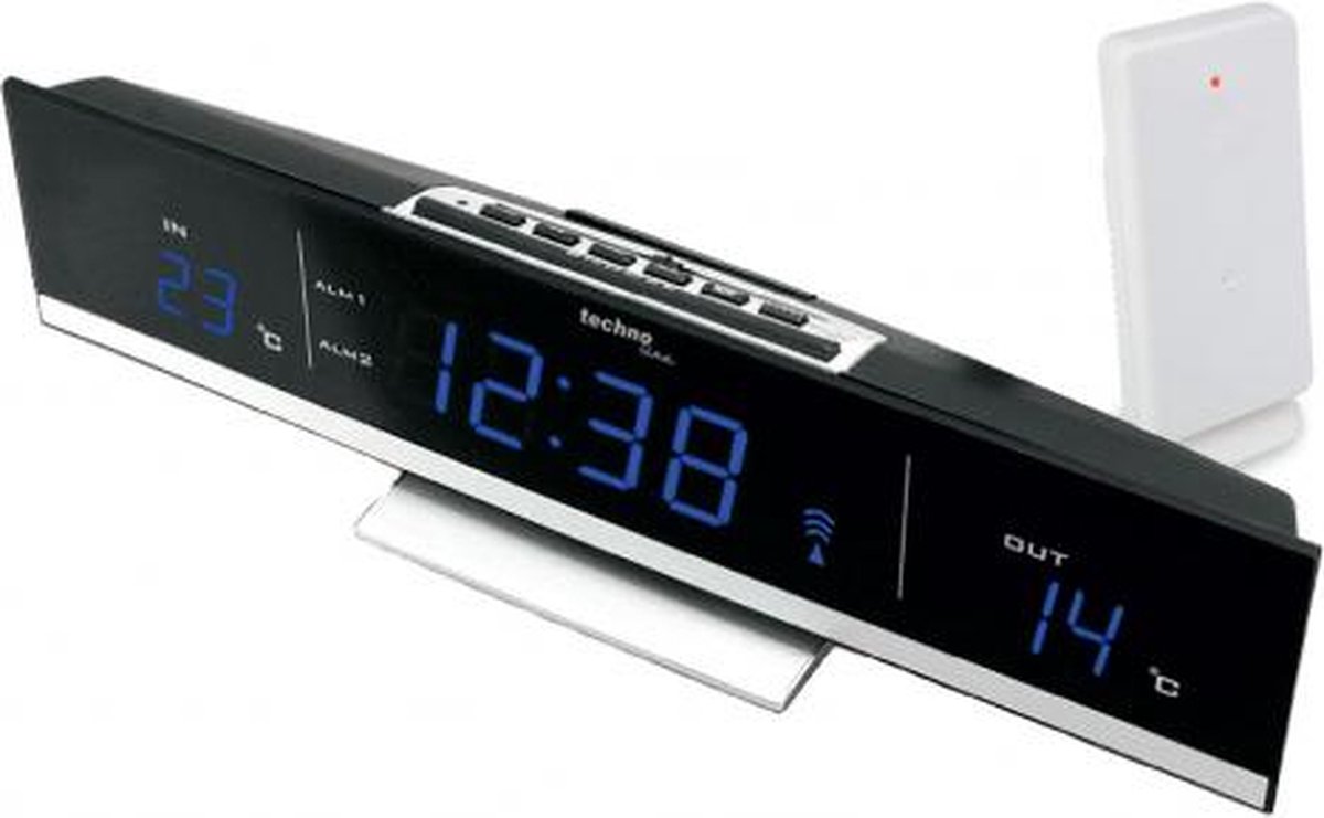 TECHNOLINE WS6810 KLOK / WEKKER, RADIO-CONTROLLED, met THERMOMETER Zwart, Zilver