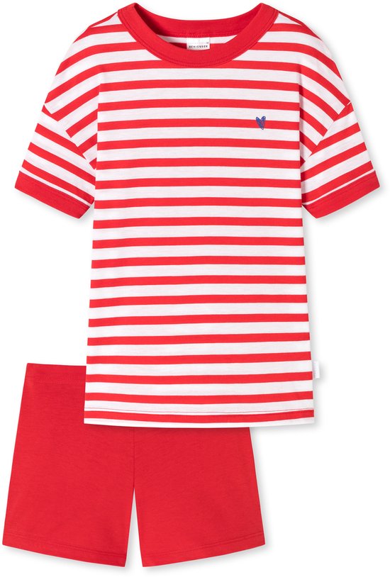 Schiesser Schlafanzug Kurz, Bermuda Set Di Pigiama, Rot Gestreift