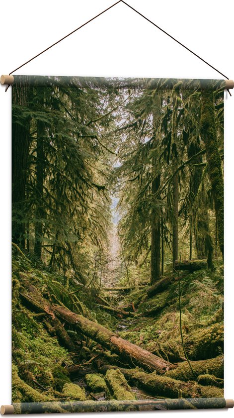 WallClassics - Textielposter - Omgevallen Groene Bomen - 60x90 cm Foto op Textiel