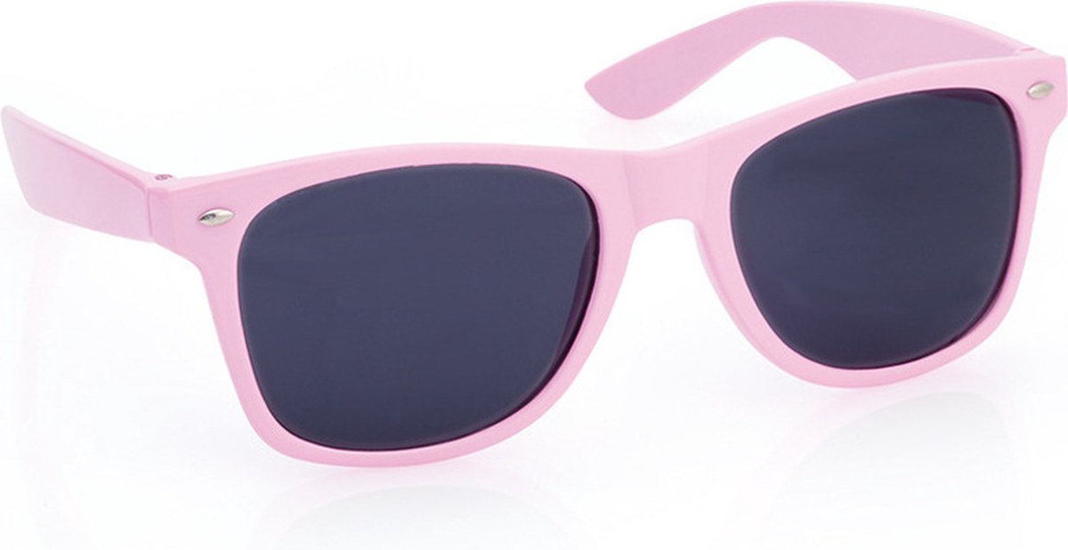 Hippe Party zonnebril - roze - plastic - UV400 - verkleedbril - carnaval/verkleed