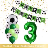 Cijfer Ballon 3 Jaar - Voetbal Ballonnen - Snoes - Pluspakket - set van 12 Sport Voetbalfan Voetbal Jongen/Meisje - Sportieve - Voetbal Vrouwen Mannen - Kinderfeestje - Verjaardag - Helium Ballon nummer 3