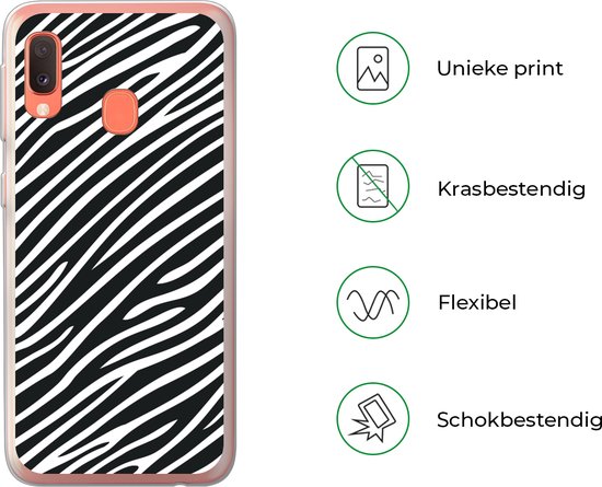 Coque Samsung Galaxy A20e - Animal Print - Zebra - Zwart - Siliconen - Sinterklaas - Noël - Cadeaux - Chaussures Cadeaux