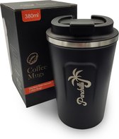 Parchilli - Thermosbeker - RVS koffiebeker to go – 380ML koffiemok zwart- thee - travel mug - werk auto