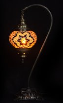 Turkse Lamp - Tafellamp - Boogmodel - Mozaïek Lamp - Marokkaanse Lamp - Oosters Lamp - ZENIQUE - Authentiek - Handgemaakt - Bruin