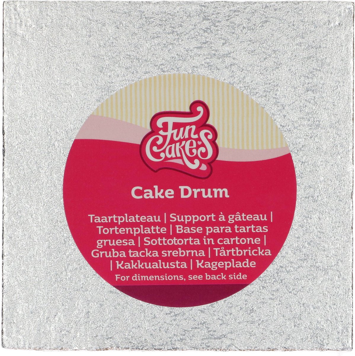 FunCakes Cake Drum Vierkant - Zilver - 15 cm / 12 mm - Taartonderlegger - Taartkarton