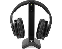 Nedis Draadloze TV-Koptelefoon – Over-Ear – RF – 25 m – 8 uur Batterij – Laadstation – Zwart