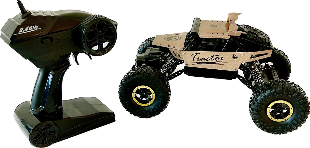 Voiture Telecommandé,1:16 Voiture Telecommandé Tout Terrain,Voiture RC  enfant 25KM/H,Marron Camion Telecommande,Monster Truck,Camion RC Avec 2  Batteries,Voiture RC Electrique 70 Min d'Autonomie