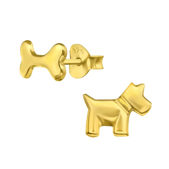 Montebello Oorbellen Hondje - 925 Zilver Verguld - Westie / Hond - 8x6mm