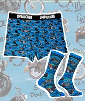 Giftbox Sock My Feet 2-pack Untouched Motorbike boxershort heren maat M + Socks -43-46