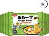 Nissin Demae Ramen Chicken 100gr - 8 stuks - Noodles - Snack - Maaltijd - Voordeelverpakking