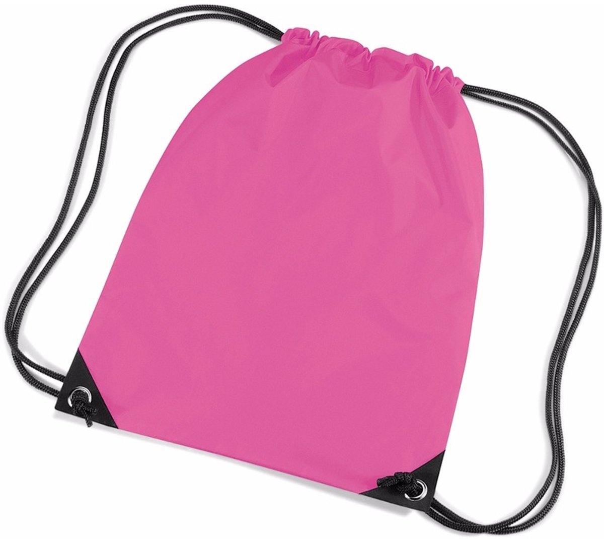 5x stuks fuchsia roze nylon sport/zwembad gymtas/ gymtasje met rijgkoord 45 x 34 cm - Kinder tasjes