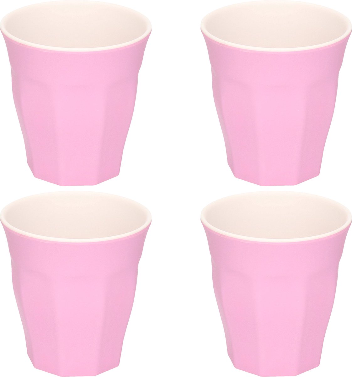 Goedkoopste 4x stuks onbreekbare kunststof/melamine roze drinkbeker 9 x 8.7 cm voor outdoor/camping/picknick/strand