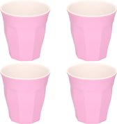 4x stuks onbreekbare kunststof/melamine roze drinkbeker 9 x 8.7 cm voor outdoor/camping/picknick/strand