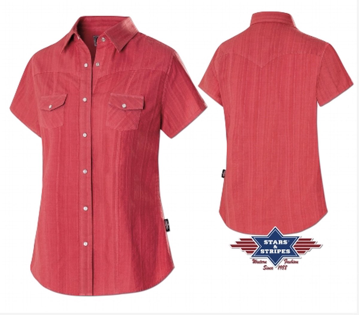 Stars & Stripes - Blouse Malina rood - maat XXXL