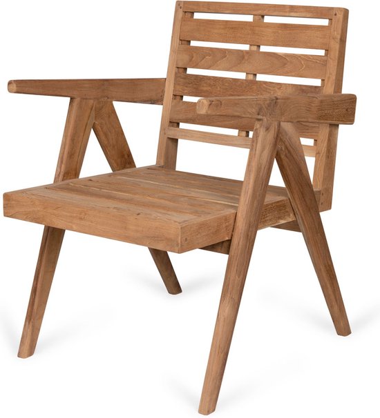 DETJER - Design Eetkamerstoel voor Buiten - 68x59 cm (L x B) - Hoogte:  83 cm - Kleur: Teak - Minimalistische Stijl
